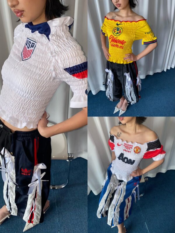 DIY stretch jersey/tight-fitting pleated soccer jersey/Custom women's jerseys
