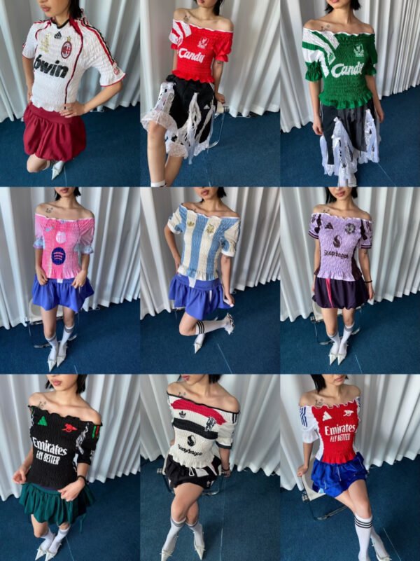 DIY stretch jersey/tight-fitting pleated soccer jersey/Custom women's jerseys