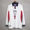 England Retro Soccer Jersey Home Custom Long Sleeve Shirt World Cup 1998