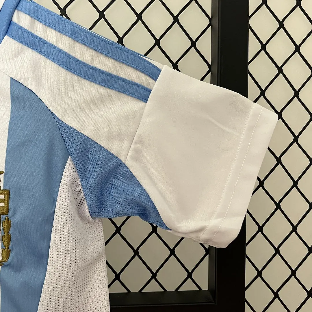 Argentina Home Soccer Uniform Kids Kit Jersey+Shorts 2024