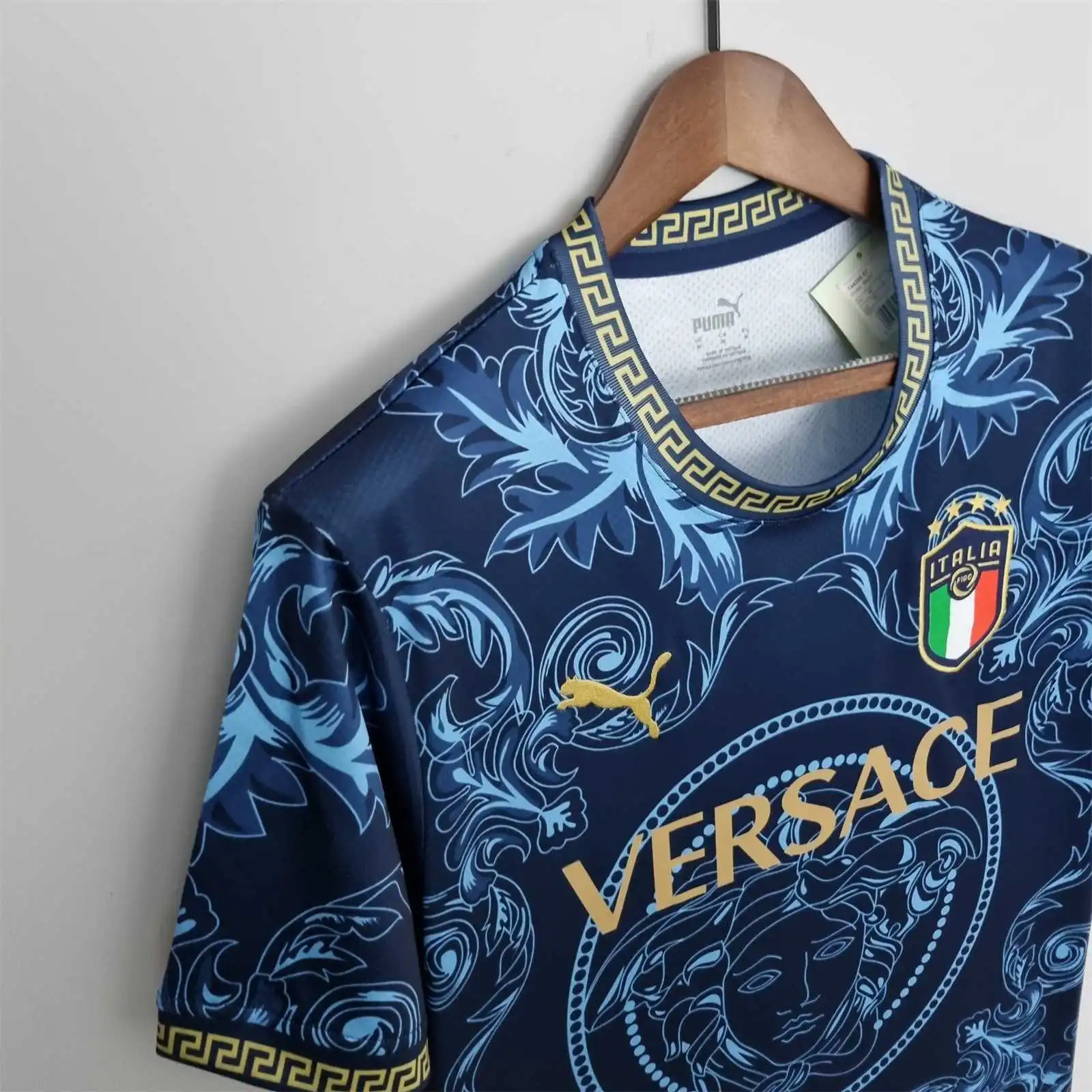 Italy Soccer Jersey x Versace Blue Special Edition Custom Shirt 2022