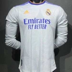 Real Madrid Authentic Retro Jersey Home Long Sleeve Soccer Shirt 2021/22
