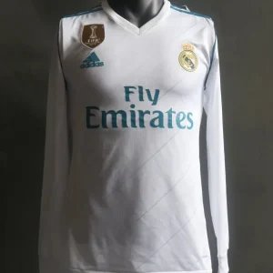 Real Madrid Authentic Retro Jersey Home Long Sleeve Soccer Shirt 2017/18