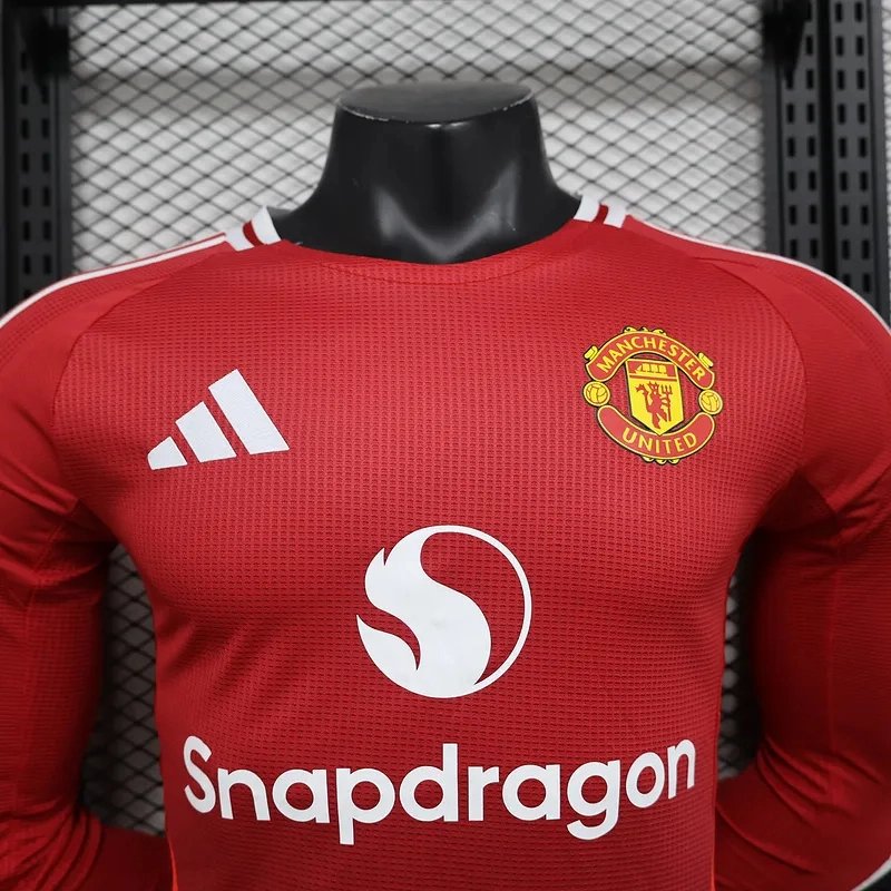 Manchester United Authentic Home Long Sleeve Football Jersey Shirt 2024/25