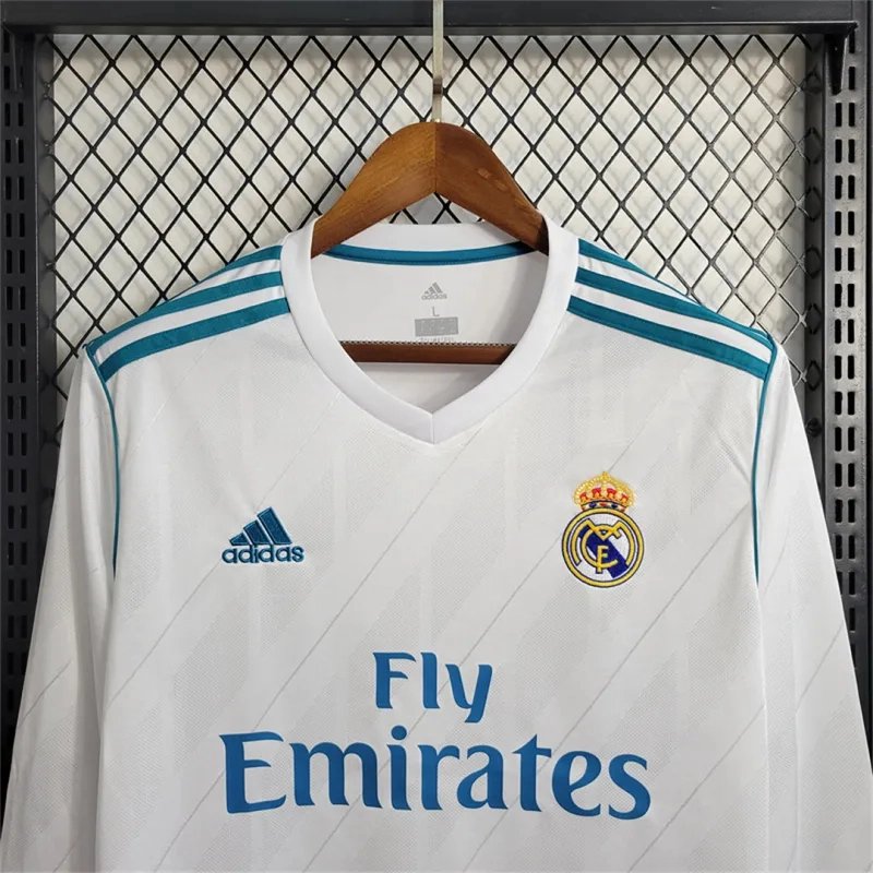 Real Madrid Retro Jersey Home Long Sleeve Custom Soccer Shirt 2017/18