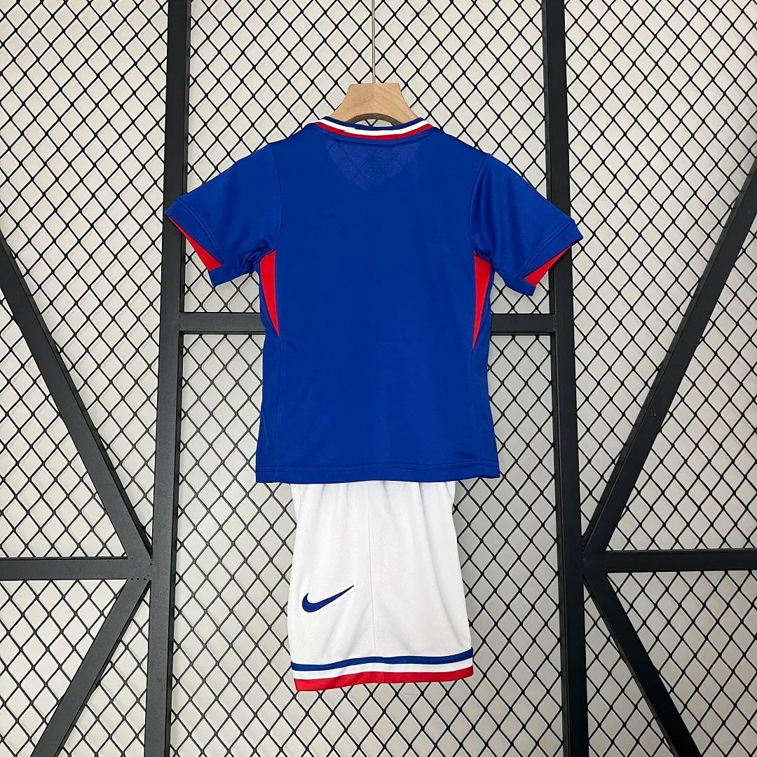 France Home Football Uniform Kids Kit Jersey+Shorts EURO 2024