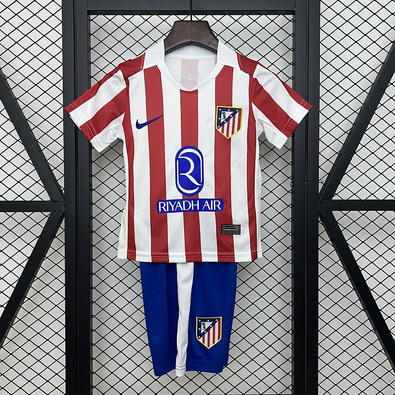 Atletico Madrid Soccer Jersey Home Kids Kit Jersey+Shorts 2025/26