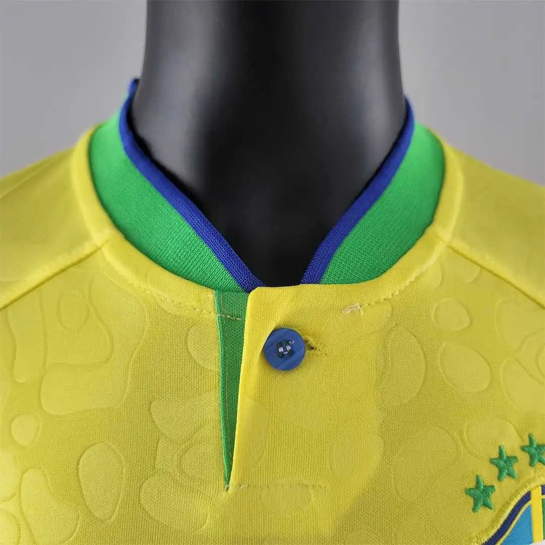 Brazil Retro Jersey Home Uniform Kids Kit Jersey+Shorts 2022