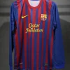 Authentic Barcelona Retro Jersey Home Long Sleeve Soccer Shirt 2011-12