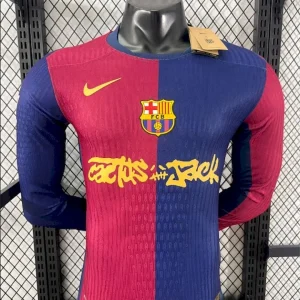 Authentic Soccer Jersey Barcelona Home x Travis Scott  Long Sleeve Shirt 2024/25