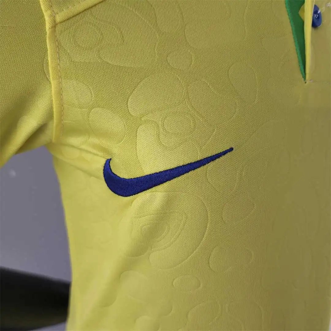 Brazil Retro Jersey Home Uniform Kids Kit Jersey+Shorts 2022