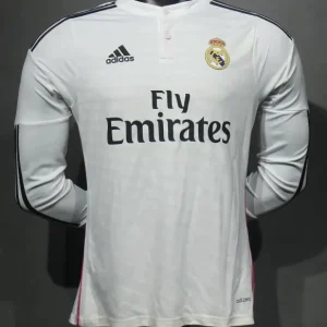 Real Madrid Authentic Retro Jersey Home Long Sleeve Soccer Shirt 2014/15