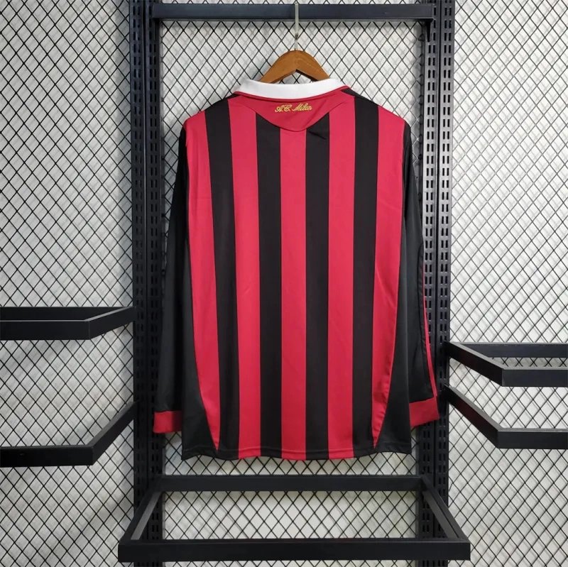 AC Milan Retro Soccer Jersey Home Long Sleeve Custom Shirt 2009/10