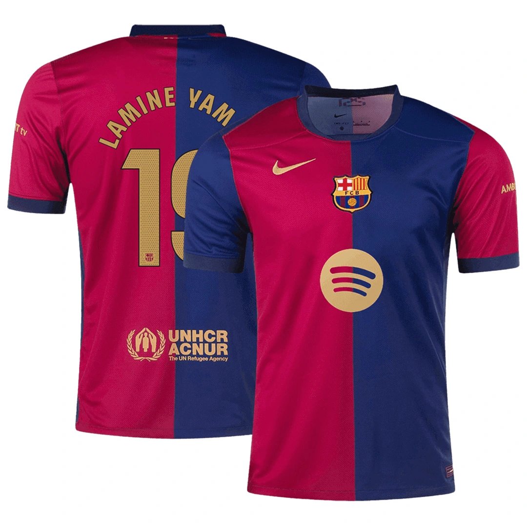 LAMINE YAMAL #19 Barcelona Home Soccer Jersey 2024/25 - Spotify Logo Without Text
