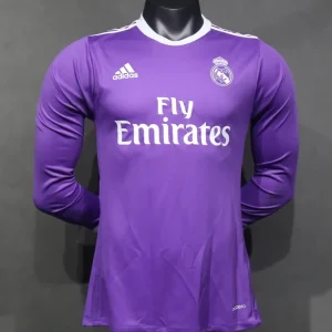 Real Madrid Authentic Retro Jersey Away Long Sleeve Soccer Shirt 2016/17