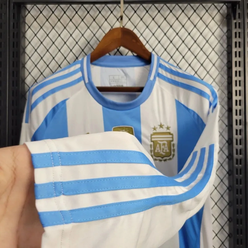 Argentina Soccer Jersey Home Custom Long Sleeve Shirt 2024