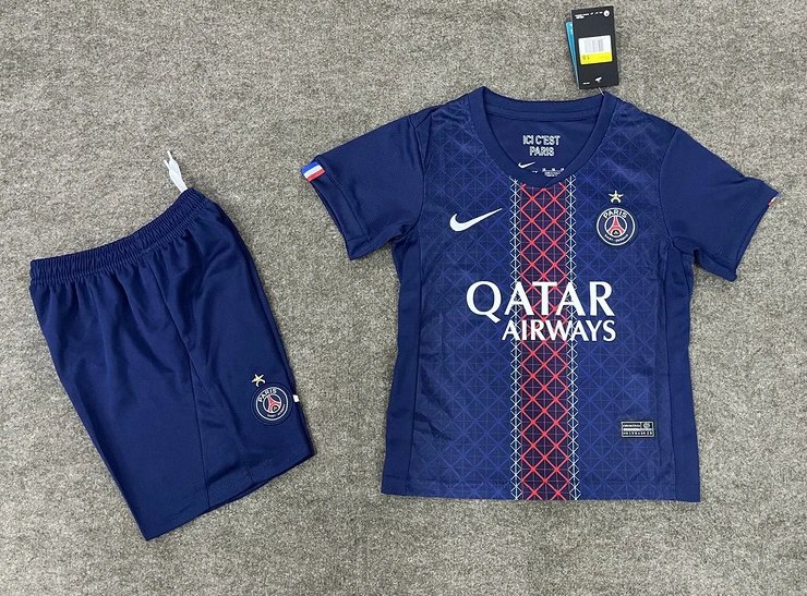 PSG Soccer Jersey Home Kids Kit Jersey+Shorts 2025/26
