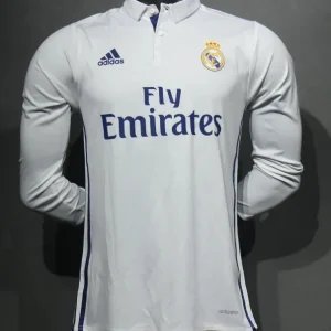 Real Madrid Authentic Retro Jersey Home Long Sleeve Soccer Shirt 2016/17