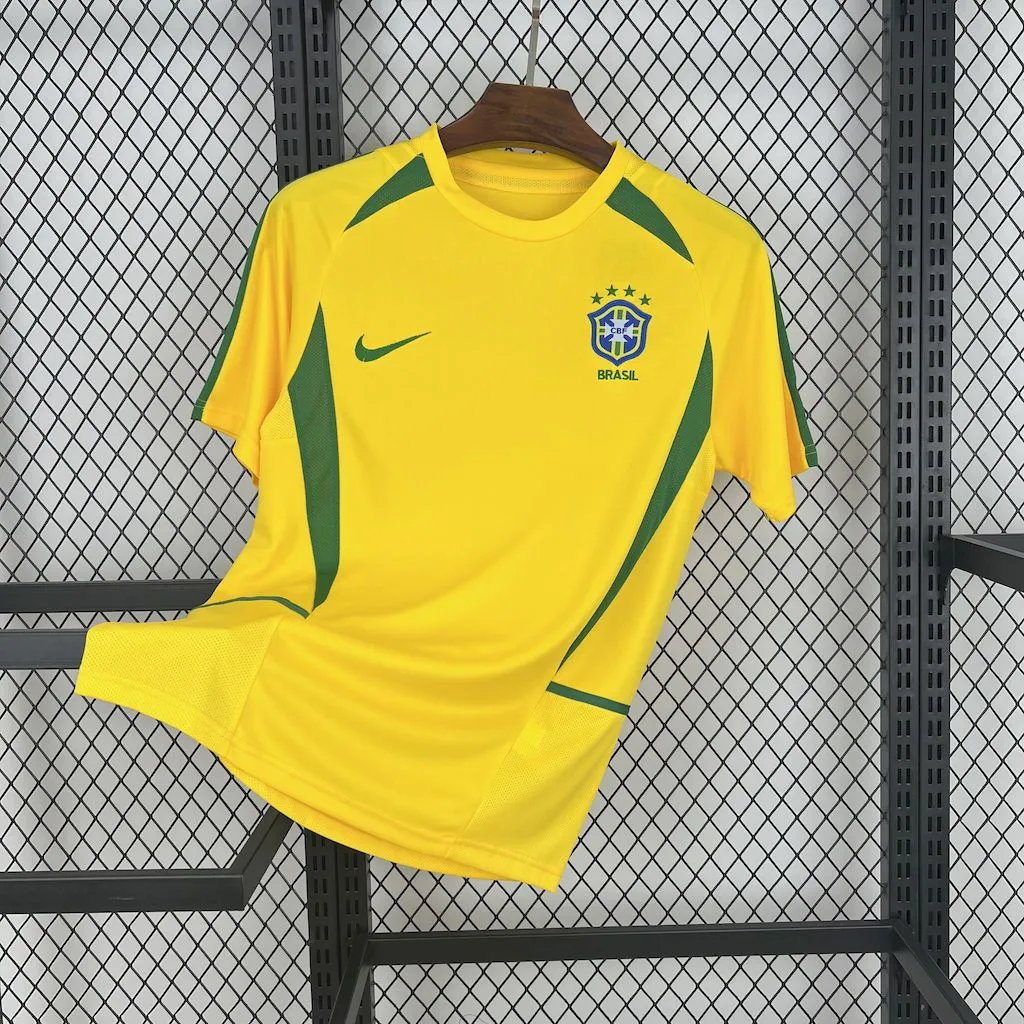 Brazil Retro Jersey Custom Home Soccer Jersey World Cup 2002