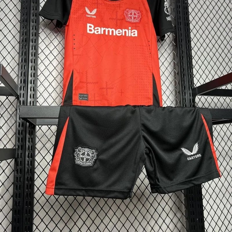 Bayer 04 Leverkusen Soccer Jersey Home Kids Kit Jersey+Shorts 2024/25