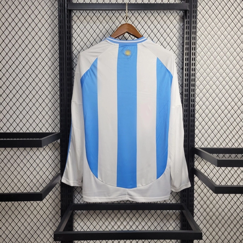 Argentina Soccer Jersey Home Custom Long Sleeve Shirt 2024