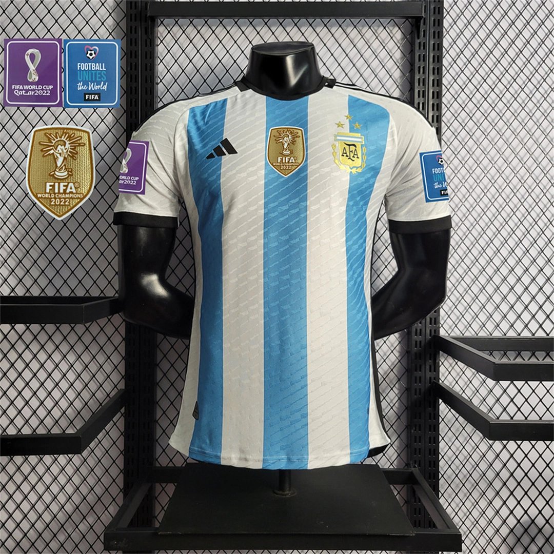 Argentina Authentic Soccer Jersey Home Shirt 2022 - World Cup Champion Edition 3 Stars