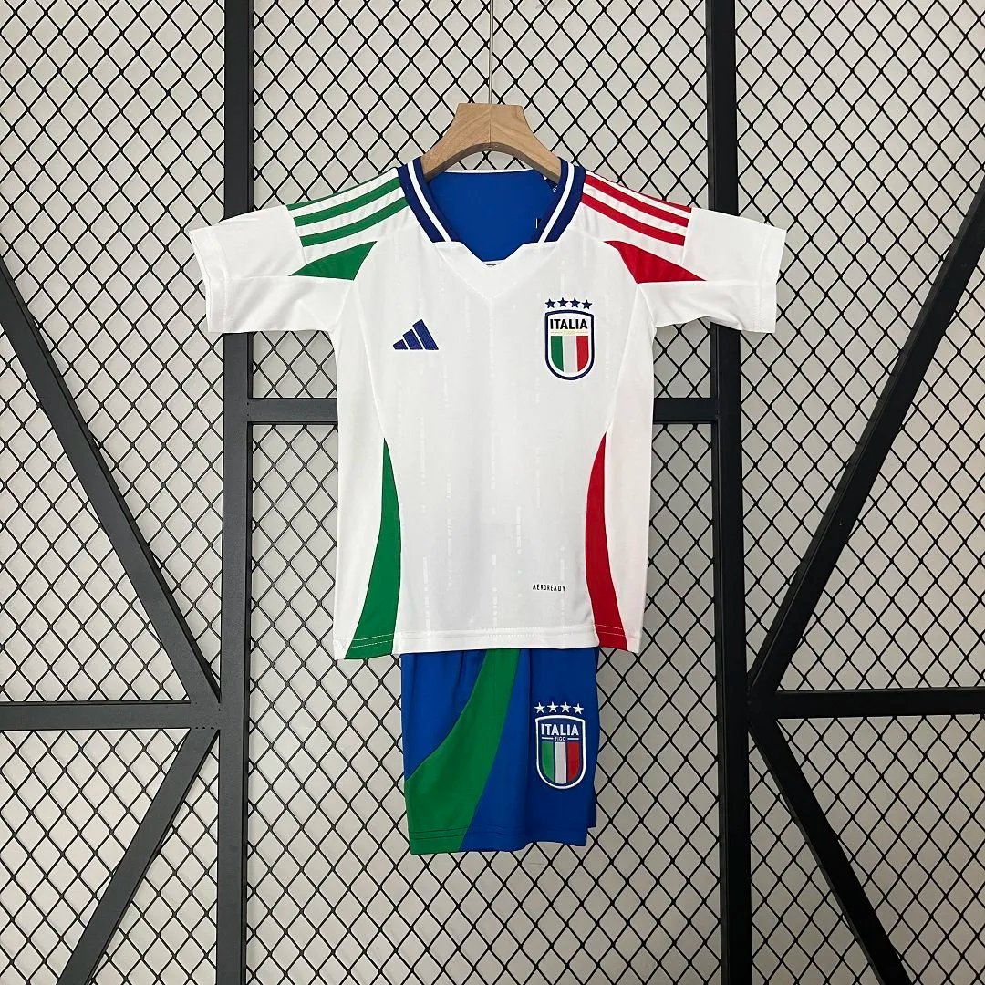 Italy Away Football Uniform Kids Kit Jersey+Shorts EURO 2024