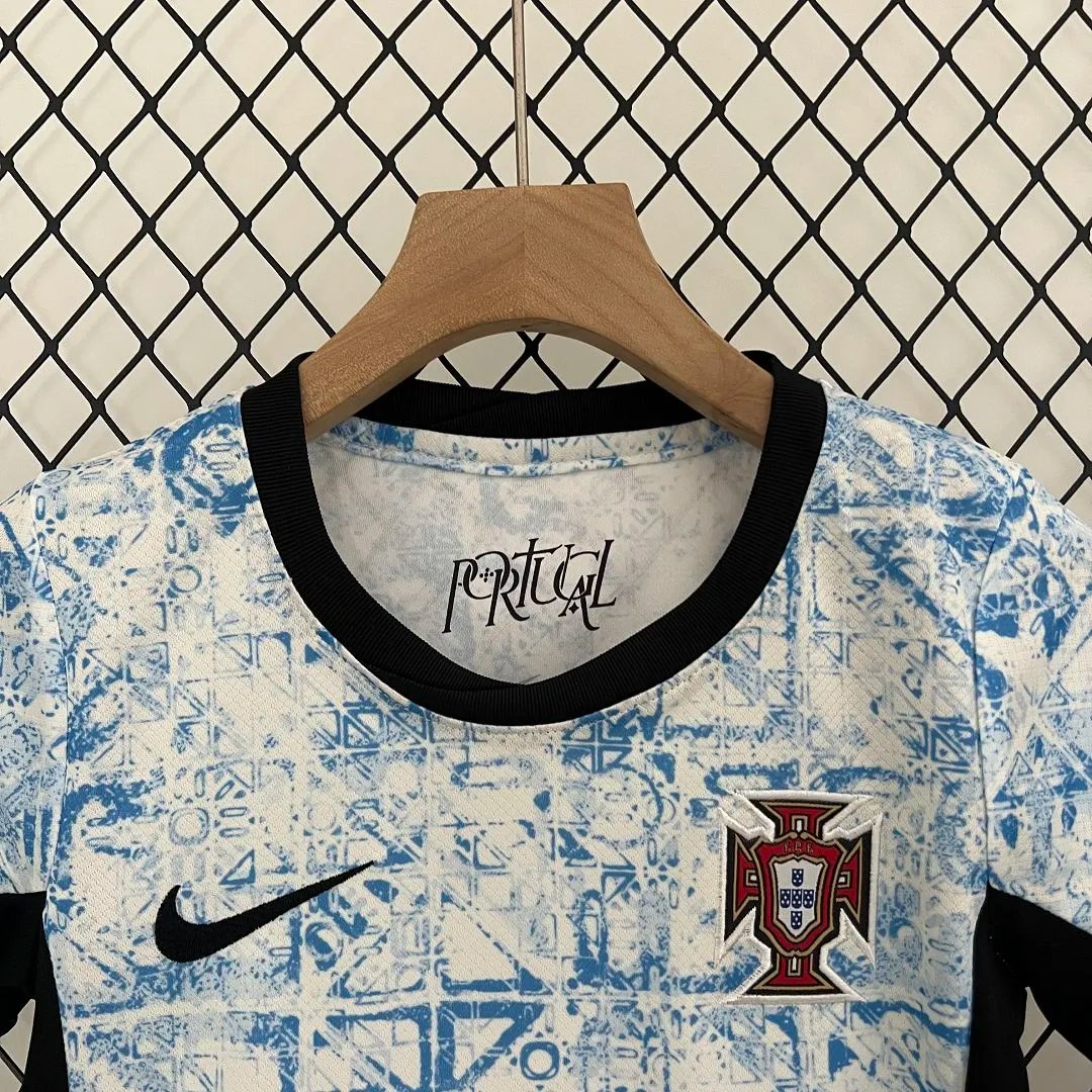 Portugal Away Football Uniform Kids Kit Jersey+Shorts EURO 2024