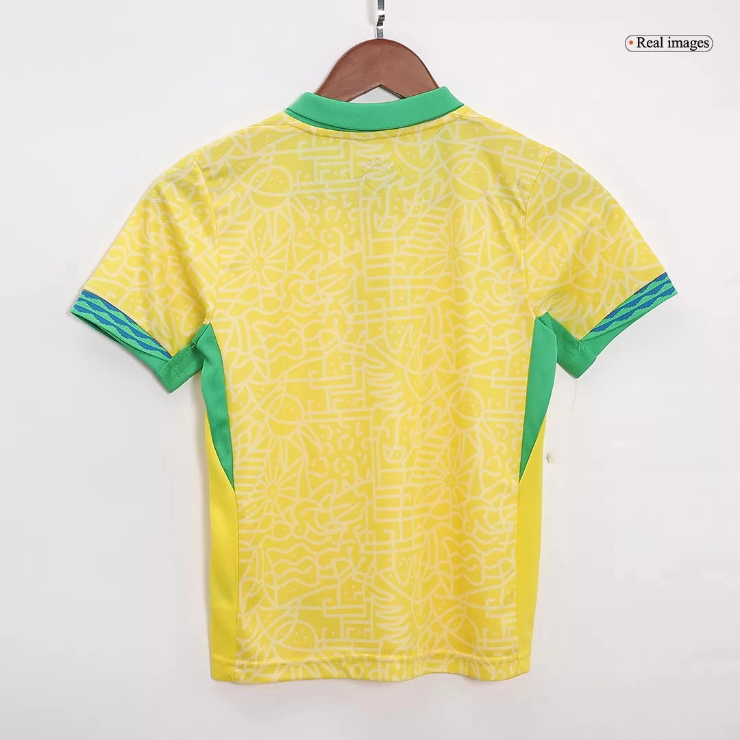 Brazil Home Soccer Uniform Kids Kit Jersey+Shorts Copa America 2024