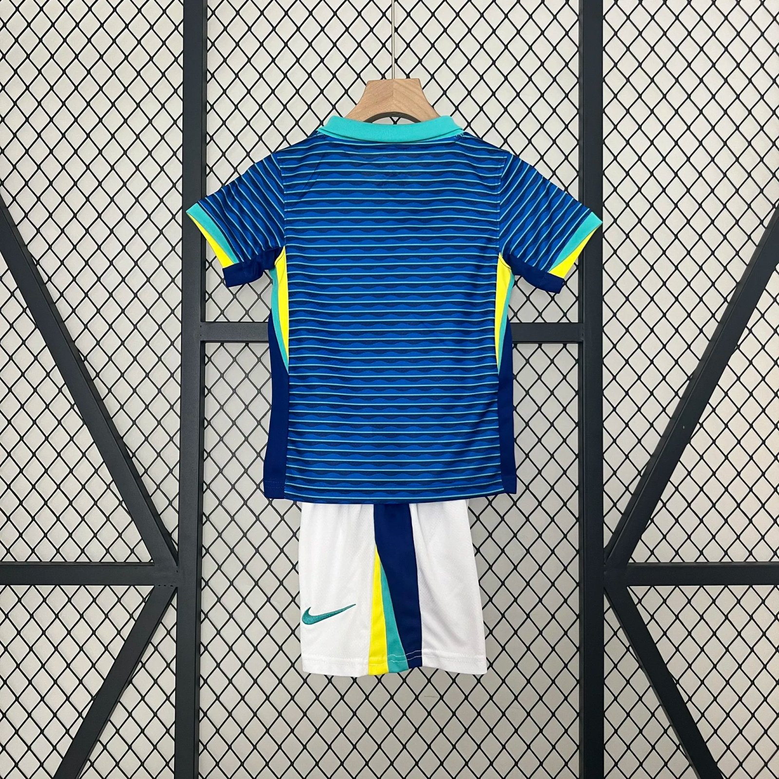 Brazil Away Soccer Uniform Kids Kit Jersey+Shorts Copa America 2024