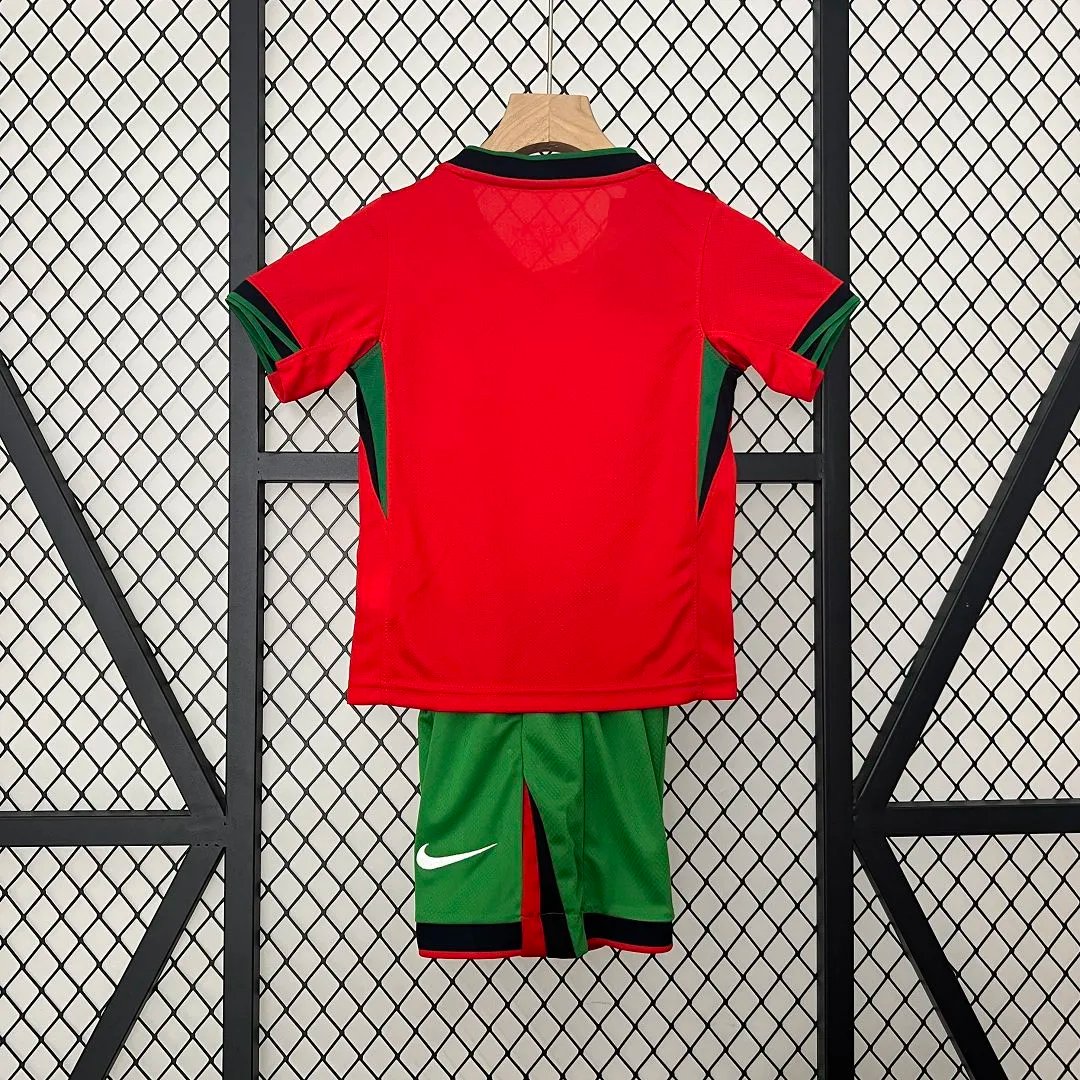 Portugal Home Football Uniform Kids Kit Jersey+Shorts EURO 2024