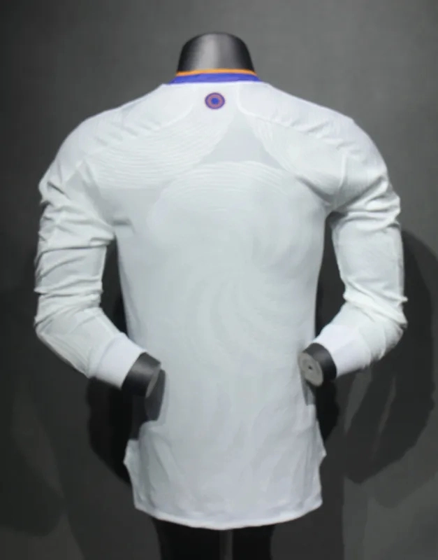 Real Madrid Authentic Retro Jersey Home Long Sleeve Soccer Shirt 2021/22