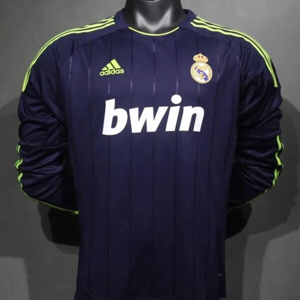 Real Madrid Authentic Retro Jersey Away Long Sleeve Soccer Shirt 2012/13