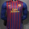 Authentic Barcelona Retro Jersey Home Long Sleeve Soccer Shirt 2011-12