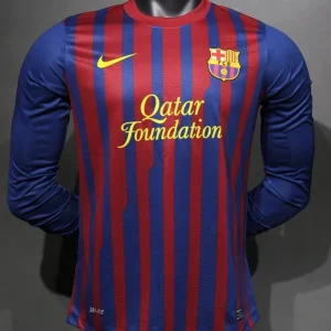 Authentic Barcelona Retro Jersey Home Long Sleeve Soccer Shirt 2011-12