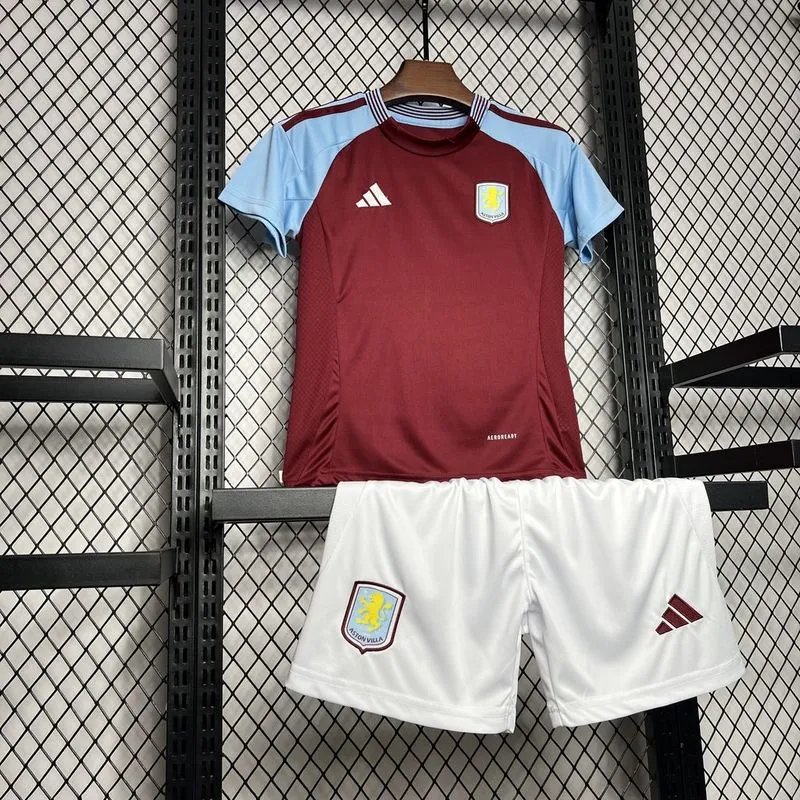 Aston Villa Football Jersey Home Kids Kit Jersey+Shorts 2024/25