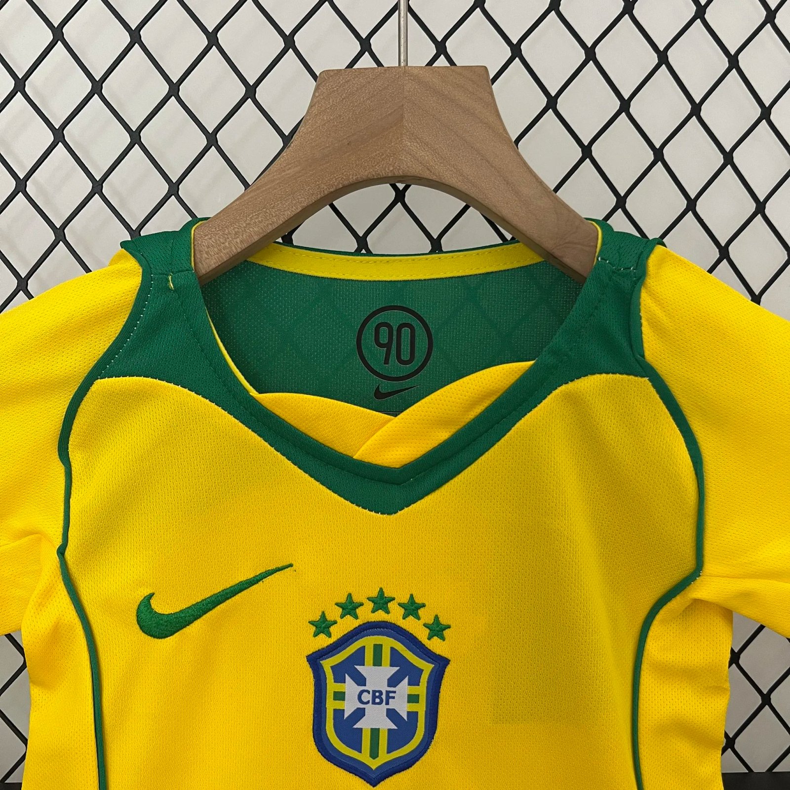 Brazil Retro Jersey Home Uniform Kids Kit Jersey+Shorts 2004