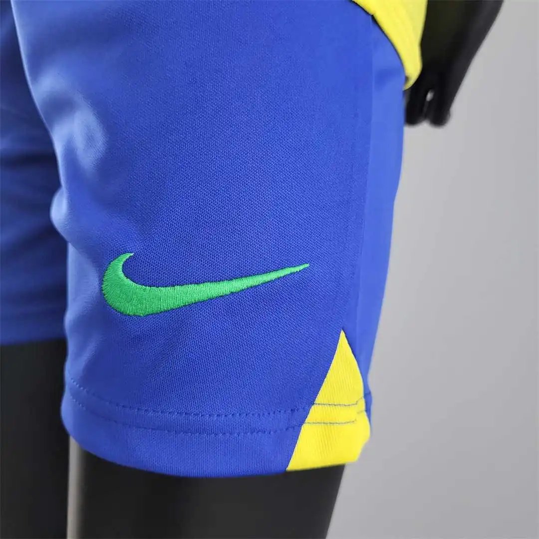 Brazil Retro Jersey Home Uniform Kids Kit Jersey+Shorts 2022